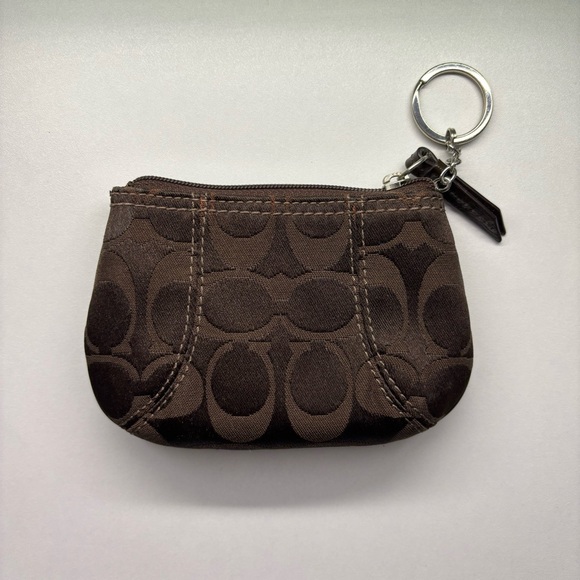Coach Chocolate Brown Signature Coin Purse - Picture 2 of 5